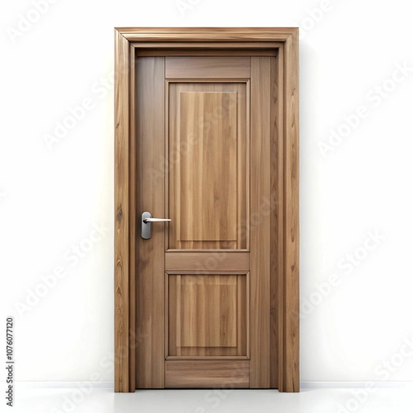 Obraz A rustic wood door isolated on a white background, showcasing its natural grain and texture.