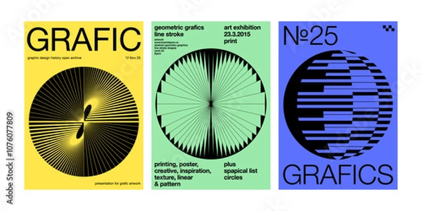 Obraz Geometric pattern combination inside a circle graphic design set modern minimal simple unique style poster cover banner card flyer brochure print 