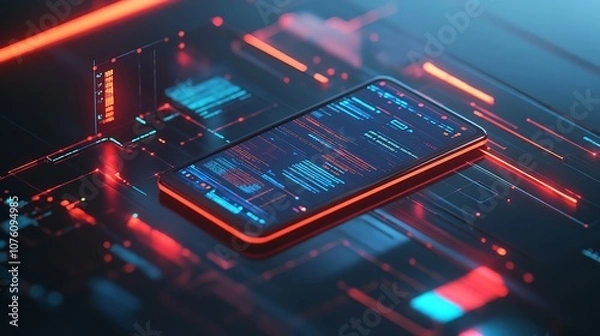 Obraz Application of Smartphone with Business Graph and Analysis