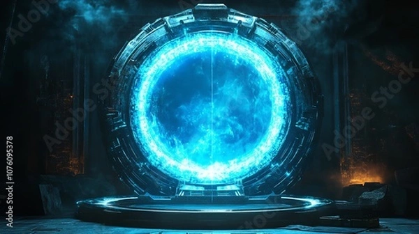 Obraz Blue Hologram Portal. Magic Fantasy Portal. Magic Circle