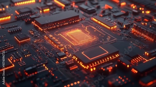 Obraz Concept of the Metaverse and an Abstract Glowing Chip