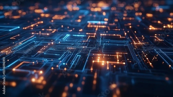 Obraz Concept of the Metaverse and an Abstract Glowing Chip