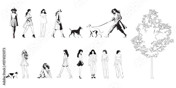 Obraz Illustrated Vector Scale People Architectural Figures Outlines