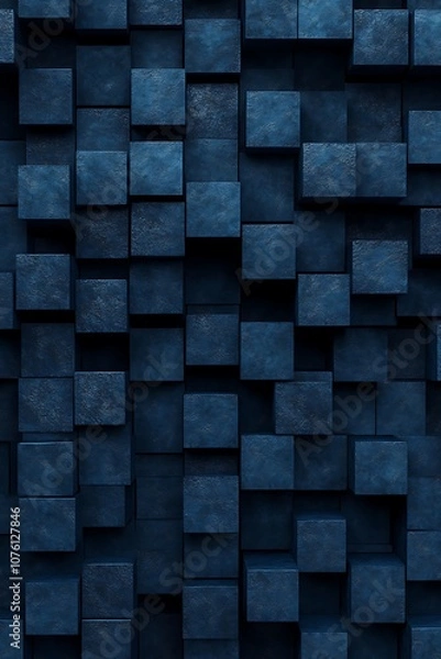 Obraz Geometric Metallic Blue Shapes on an Abstract Background with Dynamic, Modern Patterns and Elegant Texture