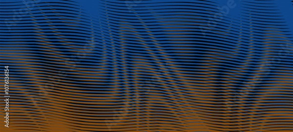 Fototapeta Vector geometric textured background with wavy moire ombre effect in dark tones. Gradient banner background for mobile apps, wall art, wallpaper, wall panel, textile, poster, interior decor. 