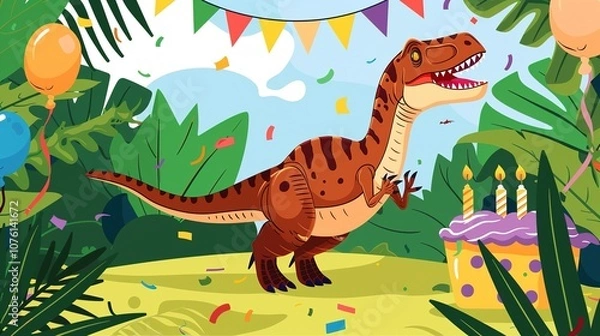 Fototapeta Dinosaur Dreams: Creating a Jurassic Park Birthday Background