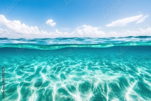 Fototapeta Vast ocean with shimmering light reflections symbolizing depth and comprehensiveness in nature?s beauty.
