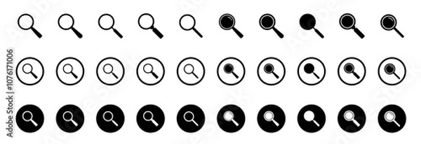 Fototapeta Search icon. Magnifying glass vector sign isolated on white background. Magnifying glass icon. Vector magnifier or loupe sign.