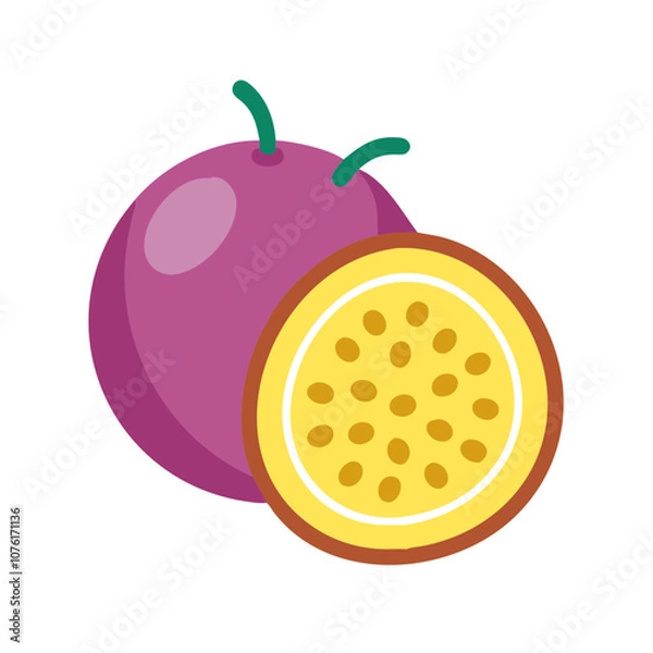Obraz passion fruit icon, fruits vector icon - simple vector illustration of a passion fruit, in a simple and clean style, suitable for food and health themes. fruits flat illustration.