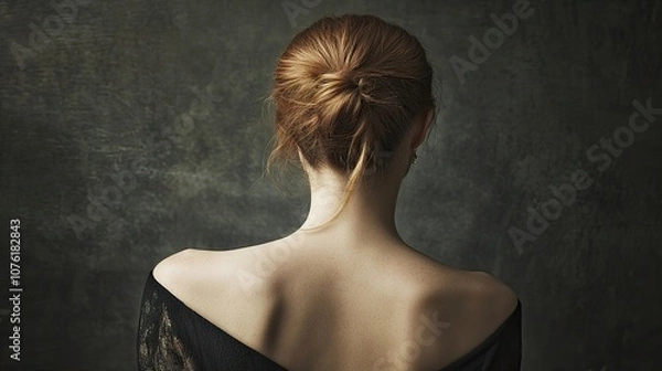 Obraz Adele skin is beautifully captured, highlighting the contours of the back and shoulders. This image of Adele skin emphasizes texture and detail, with ample copy space available.