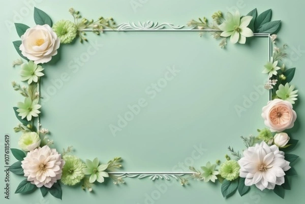 Obraz green framework of flowers for photo or congratulation