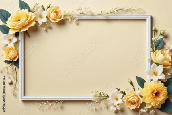 Obraz yellow framework of flowers for photo or congratulation