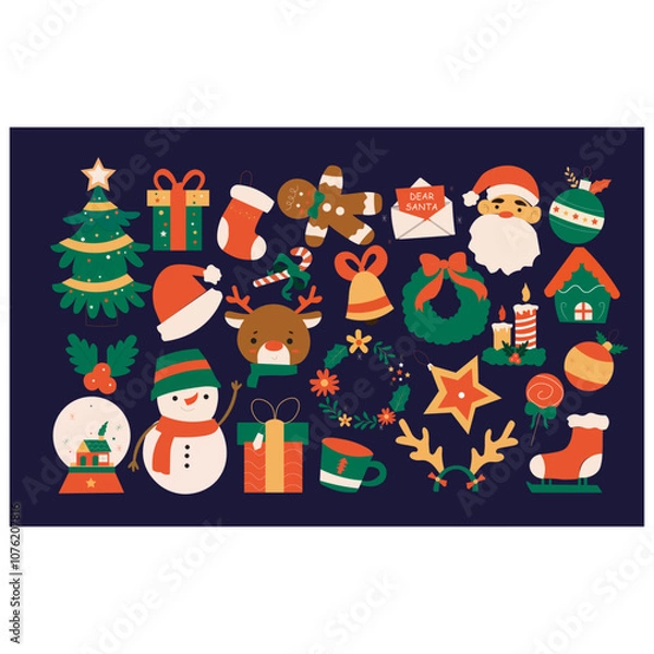 Fototapeta set of chritsmas elements vector illustration
santa claus set vector illustration
santa claus with gifts vector illustration
santa claus and christmas tree vector illustration