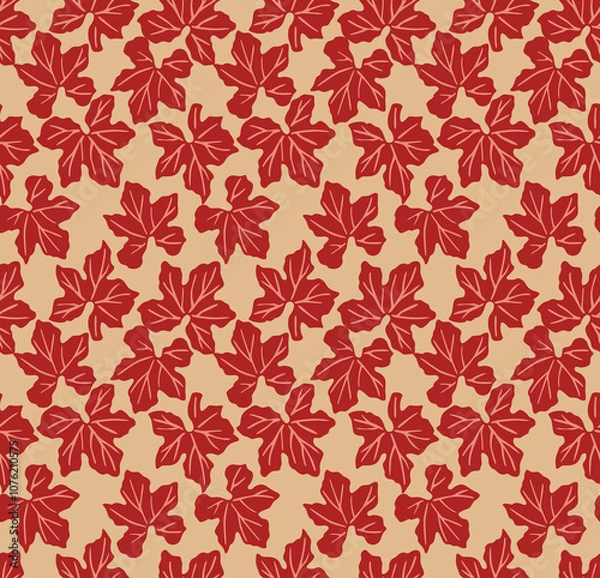 Fototapeta Japanese Wild Leaf Fall Vector Seamless Pattern