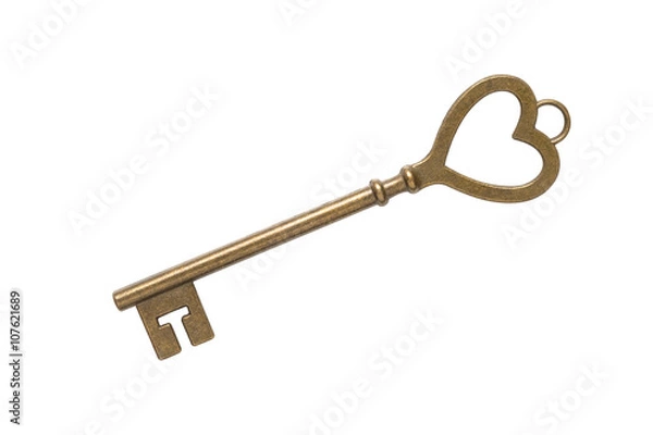 Fototapeta Key heart shape on white background