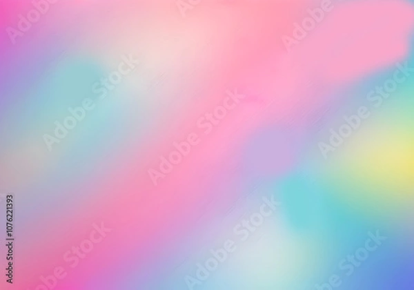 Fototapeta  A smooth, gradient pastel background with hues of pink, blue, yellow, and green, offering a soothing and vibrant abstract effect.