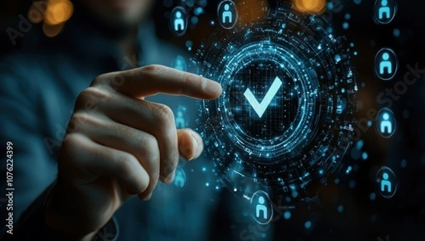 Fototapeta Hand Interacting with a Digital Checkmark Interface