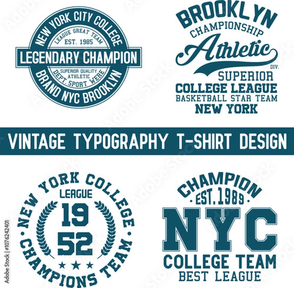 Fototapeta New York college vector label and print design for t-shirt Basketball graphic College Brooklyn typography Vector