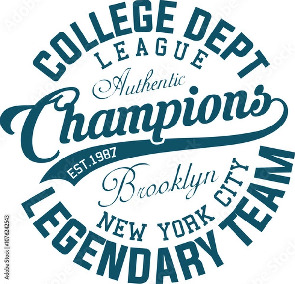Fototapeta New York college vector label and print design for t-shirt Basketball graphic College Brooklyn typography Vector