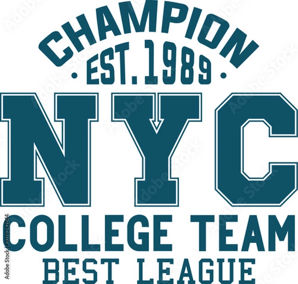 Fototapeta New York college vector label and print design for t-shirt Basketball graphic College Brooklyn typography Vector