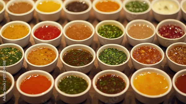 Fototapeta Sauces separated into different types