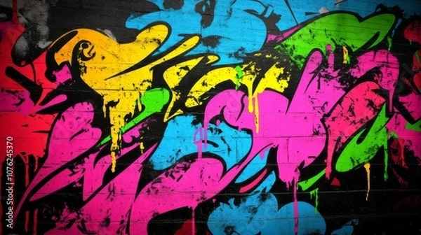 Fototapeta a colorful grunge art wall illustration, blending vibrant colors and textures, ideal for creative projects that seek to convey energy and artistic flair