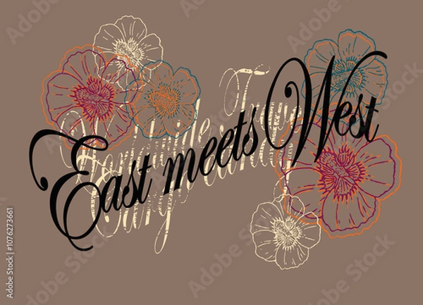 Fototapeta Slogan design prints with floral 