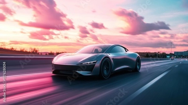 Fototapeta Sport Car Sunset Drive.