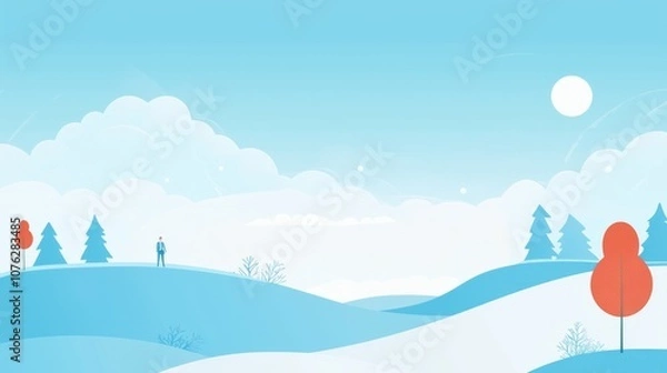 Fototapeta a blue plain and man