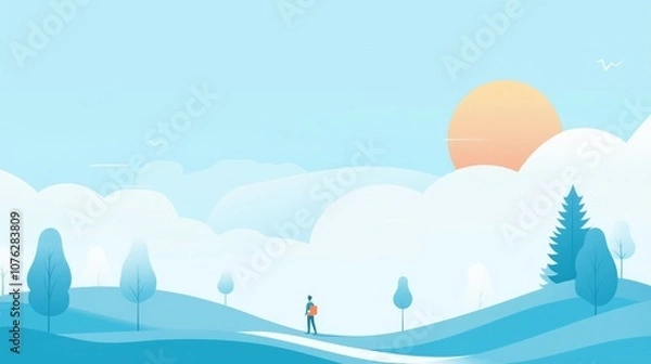 Fototapeta a blue plain and man