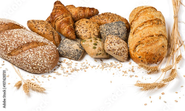 Fototapeta Different bread and seeds