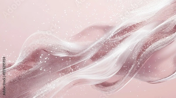 Fototapeta Elegant Soft Waves with Shimmering Effects on a Gentle Pink Background for Abstract Beauty and Artistic Design Inspirations