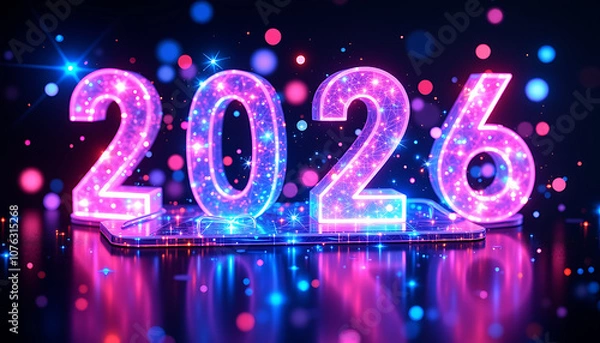 Fototapeta Neon Background with Numbers 2026