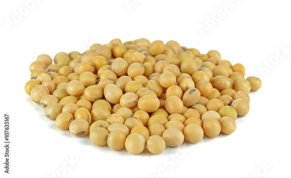 Fototapeta Soya beans on white background