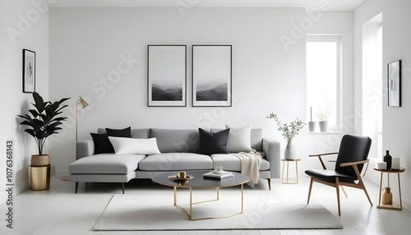 Fototapeta Photo interior modern design room 3d illustration