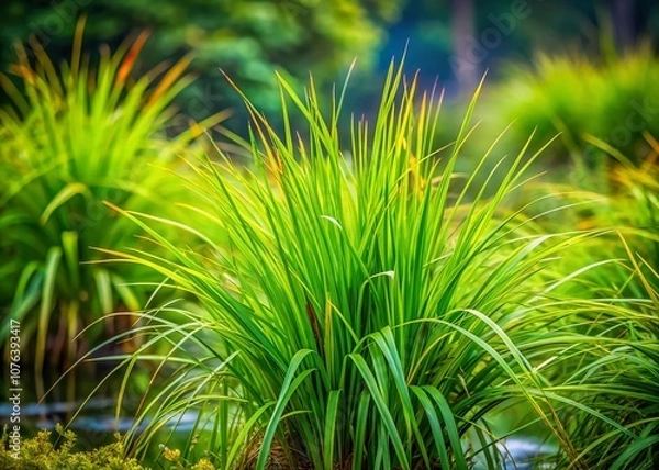 Fototapeta Candid Photography of Divided Sedge Carex divisa in Natural Habitat, Showcasing Its Unique Features in an Untouched Landscape with Vibrant Greenery and Soft Lighting