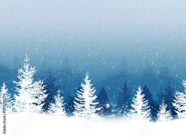 Fototapeta winter foggy forest