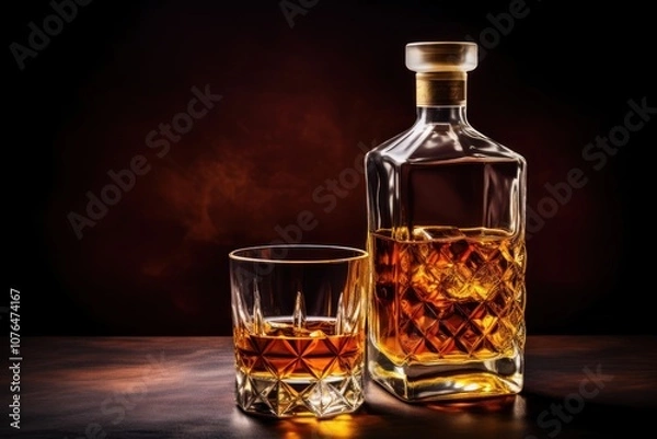 Obraz Bottle glass whiskey.