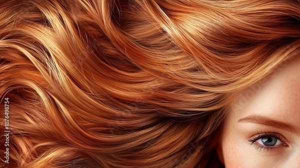 Fototapeta Stylized Ginger Hair Texture Card With Smooth and Flow