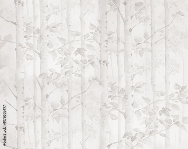 Fototapeta Silhouettes of trees. The forest is in a fog. A mural for the walls. Design for photo wallpapers.