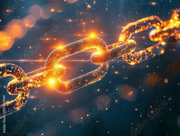 Fototapeta Glowing Blockchain Smart Contract Executing Trustless Automated Transactions in Digital Environment