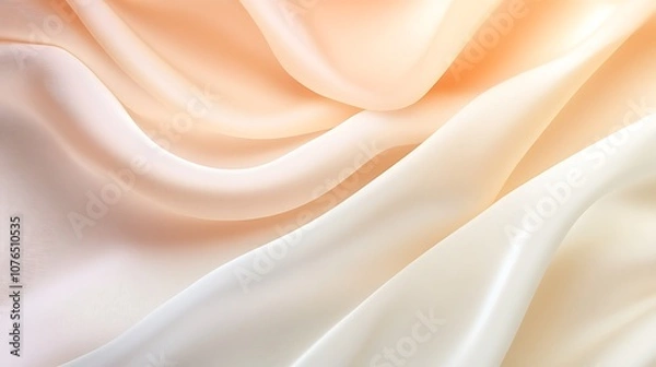 Fototapeta Soft, Draped Peach and White Fabric with Delicate Texture
