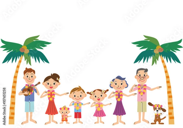 Fototapeta ハワイ旅行と三世代家族