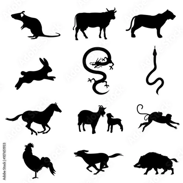 Obraz 干支/シルエット