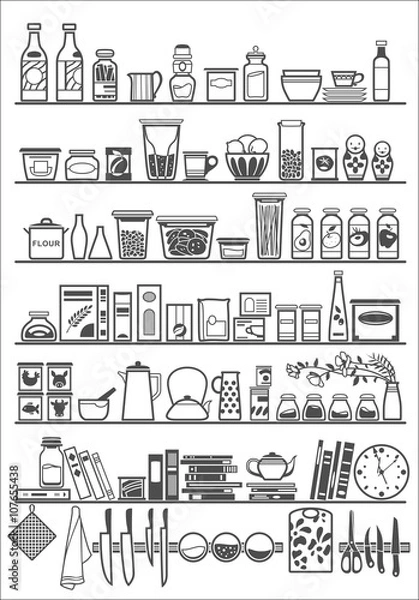 Fototapeta kitchen or pantry shelves