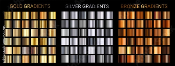 Obraz Gold, silver, bronze gradient background vector set