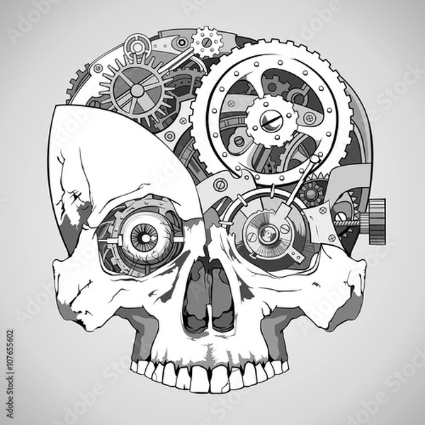 Fototapeta clockwork skull