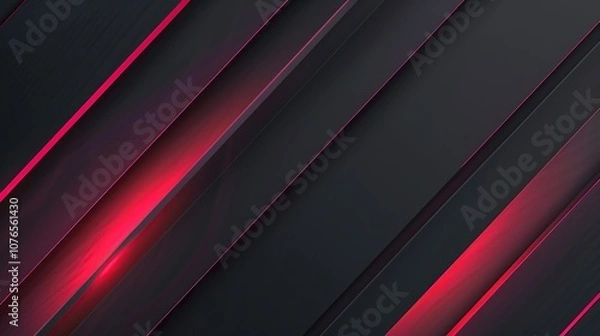 Fototapeta Abstract Diagonal Lines with Red Glowing Edges