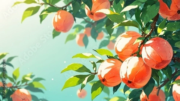 Obraz Delicate Peach Blossoms in Anime Style