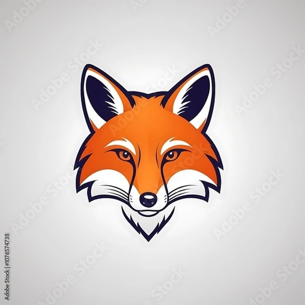 Obraz Fox face animal art design logo make solid background image